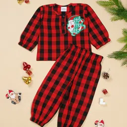 Little Musketeer Girls Checked Pure Cotton Night suit-image-81