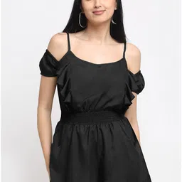 NEUDIS Women Black Solid Playsuit with Ruffel-picture-10