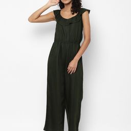Allen Solly Woman Olive Green Basic Jumpsuit with Ruffles-70