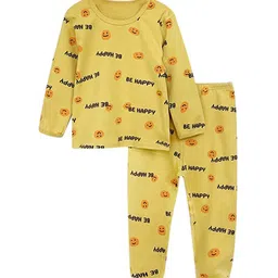 StyleCast Boys Yellow Conversational Printed Pure Cotton T-shirt With Pyjamas-image-37