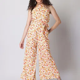 FabAlley White & Red Halter Neck Printed Basic Jumpsuit-picture-48