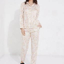 Aila Floral Printed Lapel Collar Shirt With Trouser-image-63