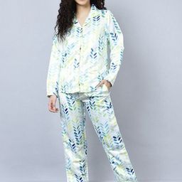 Aila Floral Printed Lapel Collar Pure Cotton Night suit-image-74