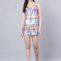 Aila Geometric Printed Shoulder Straps Night suit-image-1