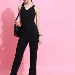 Tokyo Talkies Black Halterneck Basic Jumpsuit-17
