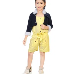 BAESD Girls Printed Shoulder Straps Cotton Playsuit with Jaket-22
