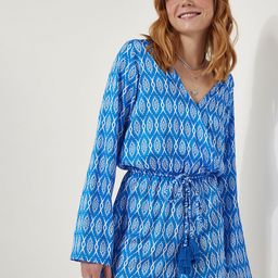Happiness istanbul Printed V-Neck Waist Tie-Ups Playsuit-picture-45
