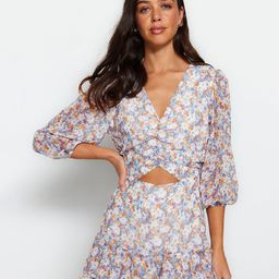 Trendyol Floral Printed V-Neck Cut Out Playsuit-52
