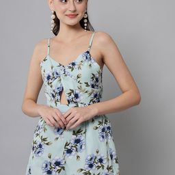 emeros Sea Green & Blue Floral Printed Playsuit-37