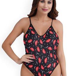 SSoShHub Women Printed Shoulder Strap Zip Bodysuit-image-78