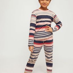 frangipani Girls White & Blue Striped Night Suit Set-17