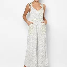 AMERICAN EAGLE OUTFITTERS Women V-Neck Green & White Printed Basic Jumpsuit-picture-9