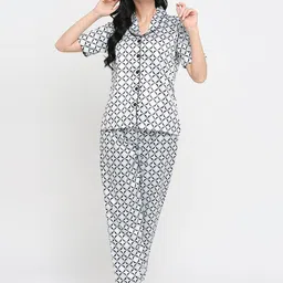 Smarty Pants Women Geometric Printed Satin Night Suit-image-70
