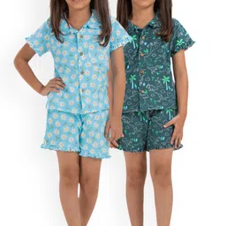Growing Tree Girls Pack Of 2 Conversational Printed Pure Cotton Night Suit-picture-21