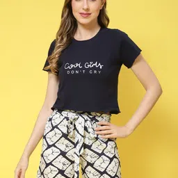 Claura Typography Printed Pure Cotton Night Suit-image-49