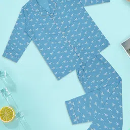 BAESD Infants Conversational Printed Lapel Collar Pure Cotton Night Suit-64