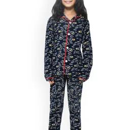 FUNKRAFTS Girls Black & White Printed Pure Cotton Night suit-image-13