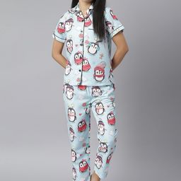 StyleStone Women Blue & White Printed Night suit-picture-35