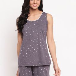 Style Dunes Women Grey & White Star Printed Pure Cotton  Night suit-image-49