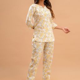 FERANOID Women Yellow & White Printed Night suit-picture-33
