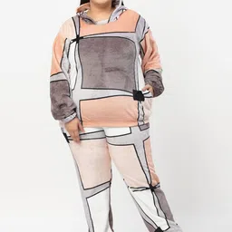KLOTTHE Plus Size Printed Woolen Hooded Night suit-picture-14
