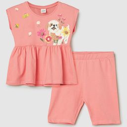max Girls Graphic Printed Pure Cotton Top & Shorts-image-50