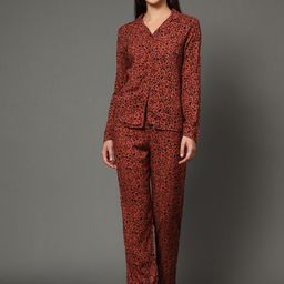 BStories Women Orange & Black Printed Night suit-image-101