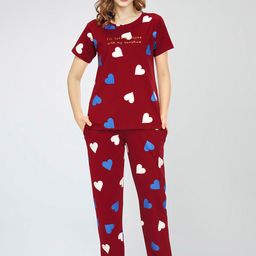 Zeyo Round Neck Printed Pure Cotton Night suit-picture-21