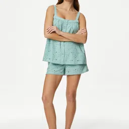Marks & Spencer Printed Shoulder Straps Pure Cotton Cami & Shorts-image-33