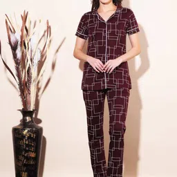 Dollar Missy Geometric Printed Shirt & Trousers Night Suit-image-46