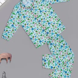 BAESD Kids Graphic Printed Lapel Collar Pure Cotton Night Suit-image-99