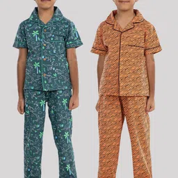 Growing Tree Kids Pack Of 2 Printed Pure Cotton Night suits-picture-5