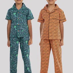 Growing Tree Kids Pack Of 2 Printed Pure Cotton Night suits-picture-7