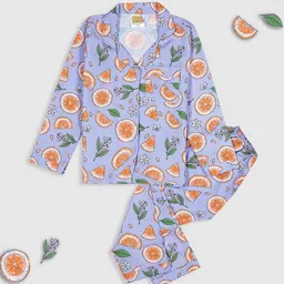 Pyjama Party Kids Conversational Printed Cuban Collar Night suit-image-94
