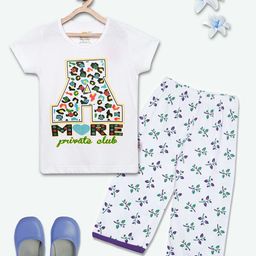 SINI MINI Girls 2 Pieces Floral Printed Pure Cotton Night Suit-image-67