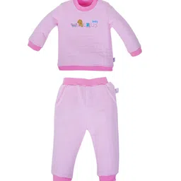 POKORY Unisex Kids Pink Pure Cotton Night suit-38