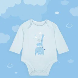 mothercare Infant Boys Blue Giraffe And Elephant Cotton Bodysuit-42