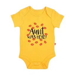 Nino Bambino Infants Kids Yellow Printed Organic Cotton Bodysuit-image-9