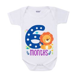 KNITROOT Infant Kids White & Blue Printed Cotton Bodysuit-image-92