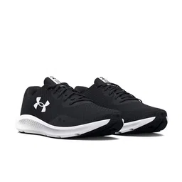 UNDER ARMOUR Women Black & White Woven Design Charged Pursuit 3 Running Shoes-11