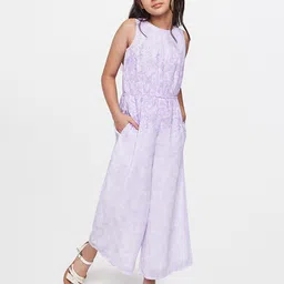 AND Girls lavender Floral Printed Basic Jumpsuit image 4