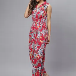 DEEBACO Red & Yellow Printed  Basic Jumpsuit image 4