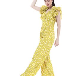 TSM Polka Dots Printed V-Neck Flutter Sleeve Ruffled Basic Jumpsuit image 3