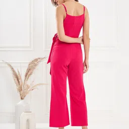 KASSUALLY Fuchsia Shoulder Straps Wrap Basic Jumpsuit image 3