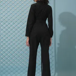 Tokyo Talkies Black Shirt Collar Cotton Basic Jumpsuit image 3