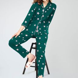 Zeyo Lapel Collar Conversational Printed Pure Cotton Night suit-picture-15
