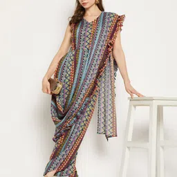 Uptownie Lite Printed Basic Jumpsuit with Dupatta image 5
