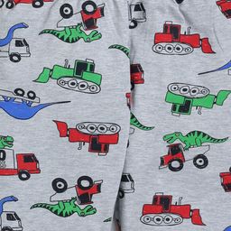 Lazy Shark Boys Grey & Yellow Printed Night suit image 4