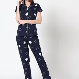 Zeyo Conversational Printed Pure Cotton Night Suit-image-89