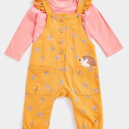 mothercare Infant Girls Pure Cotton Bodysuit with Printed Dungaree-4